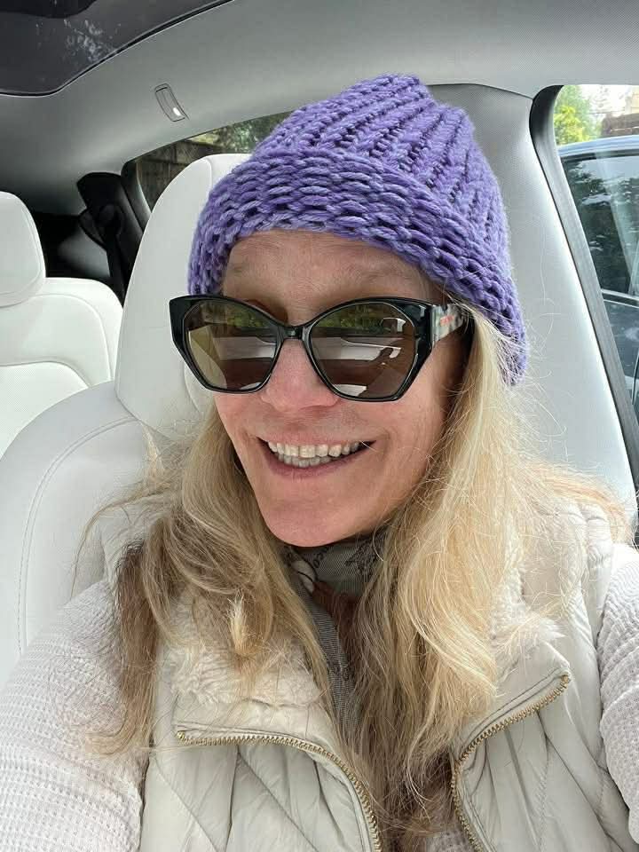 kailye's mom rocking a purple beanie